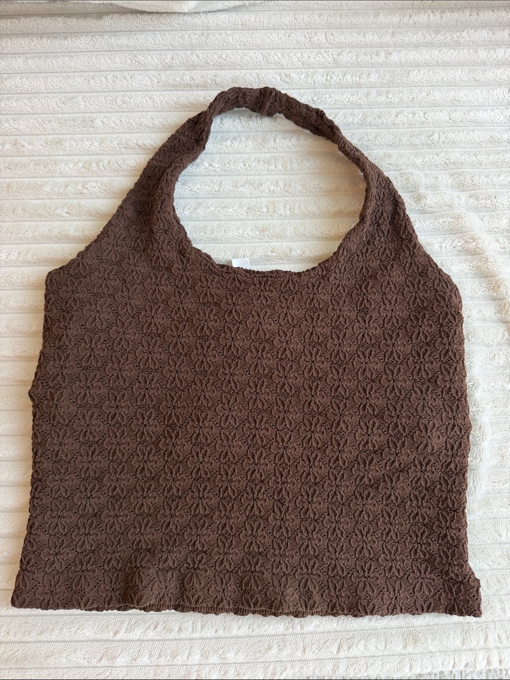 Brown Textured Halter Tank Top